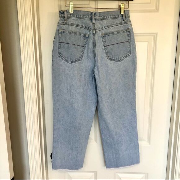 XHILARATION light wash wide leg crop denim jeans silver studs size 5 small - Picture 6 of 13